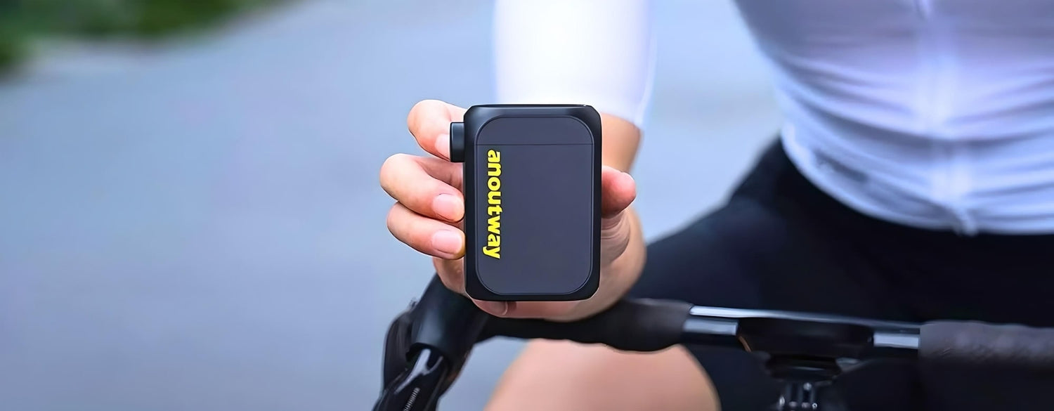 banniere cycliste avec pompe anoutway at1 pro rectangle