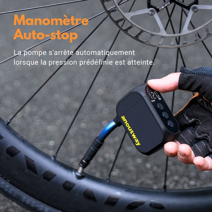 mini pompe velo electrique anoutway at1 pro 120PSI auto stop fr sr