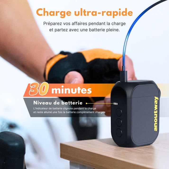 mini pompe velo electrique anoutway at1 pro 120PSI rechargeable fr sr